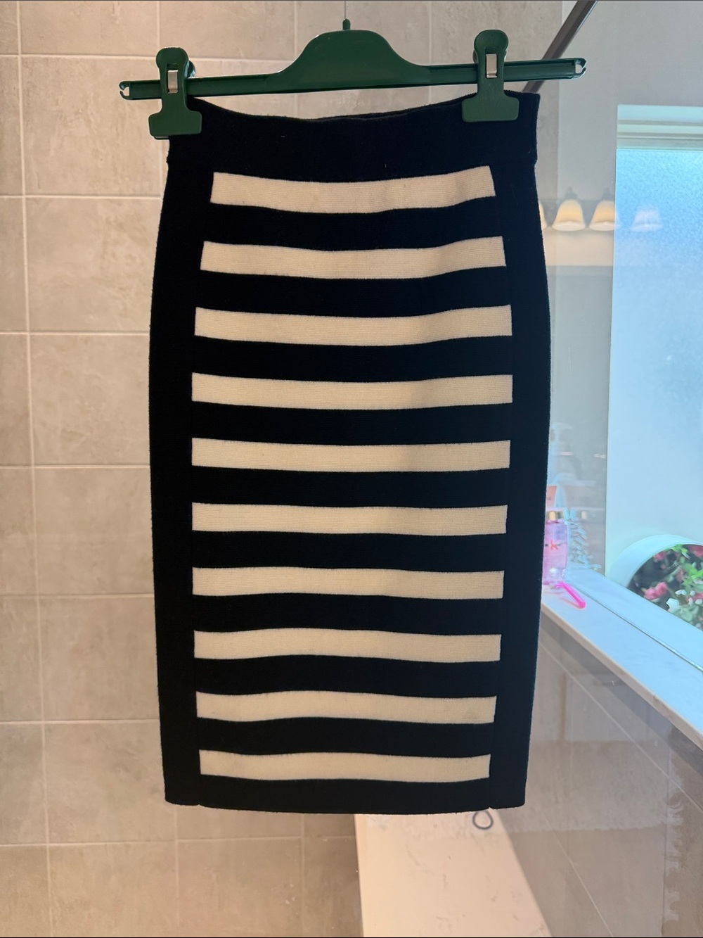 Juicy Couture Black and White Striped Pencil Skirt
